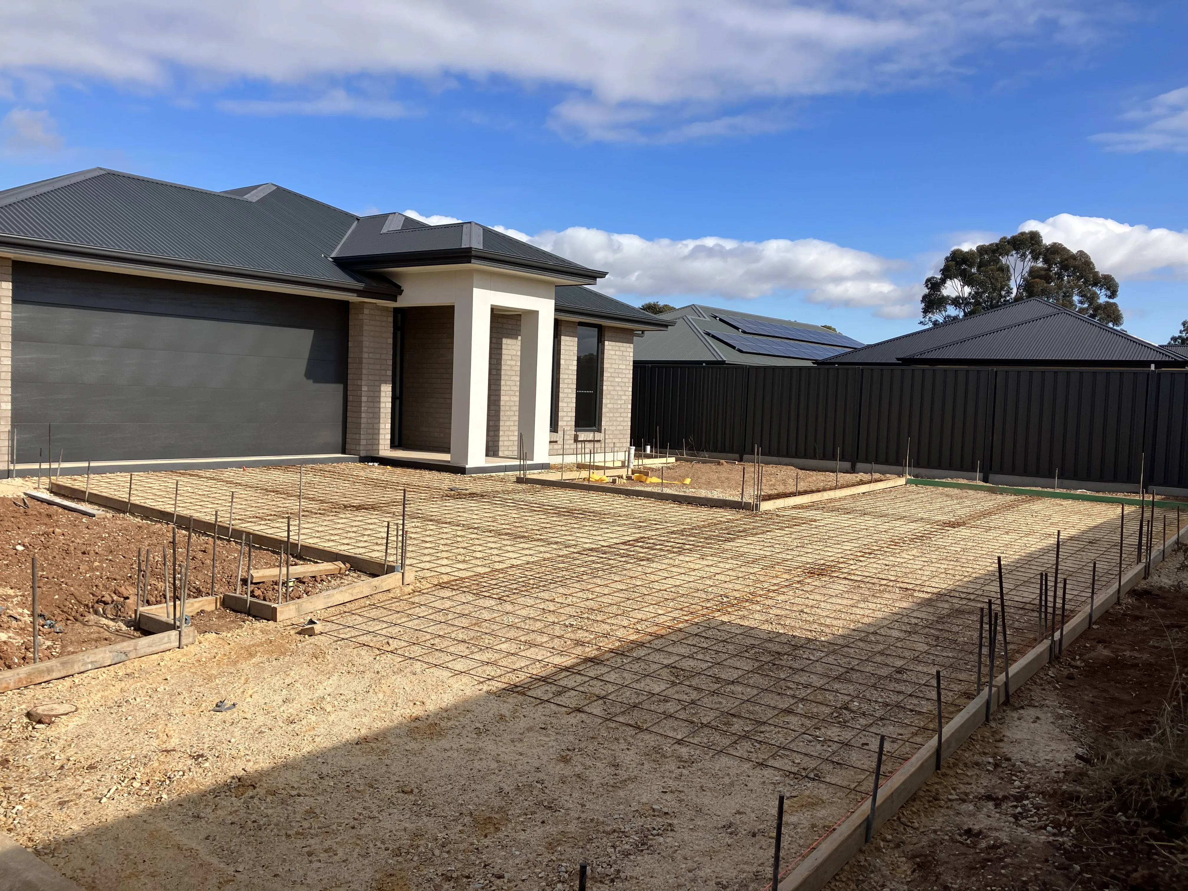 In-progress site works on a home driveway